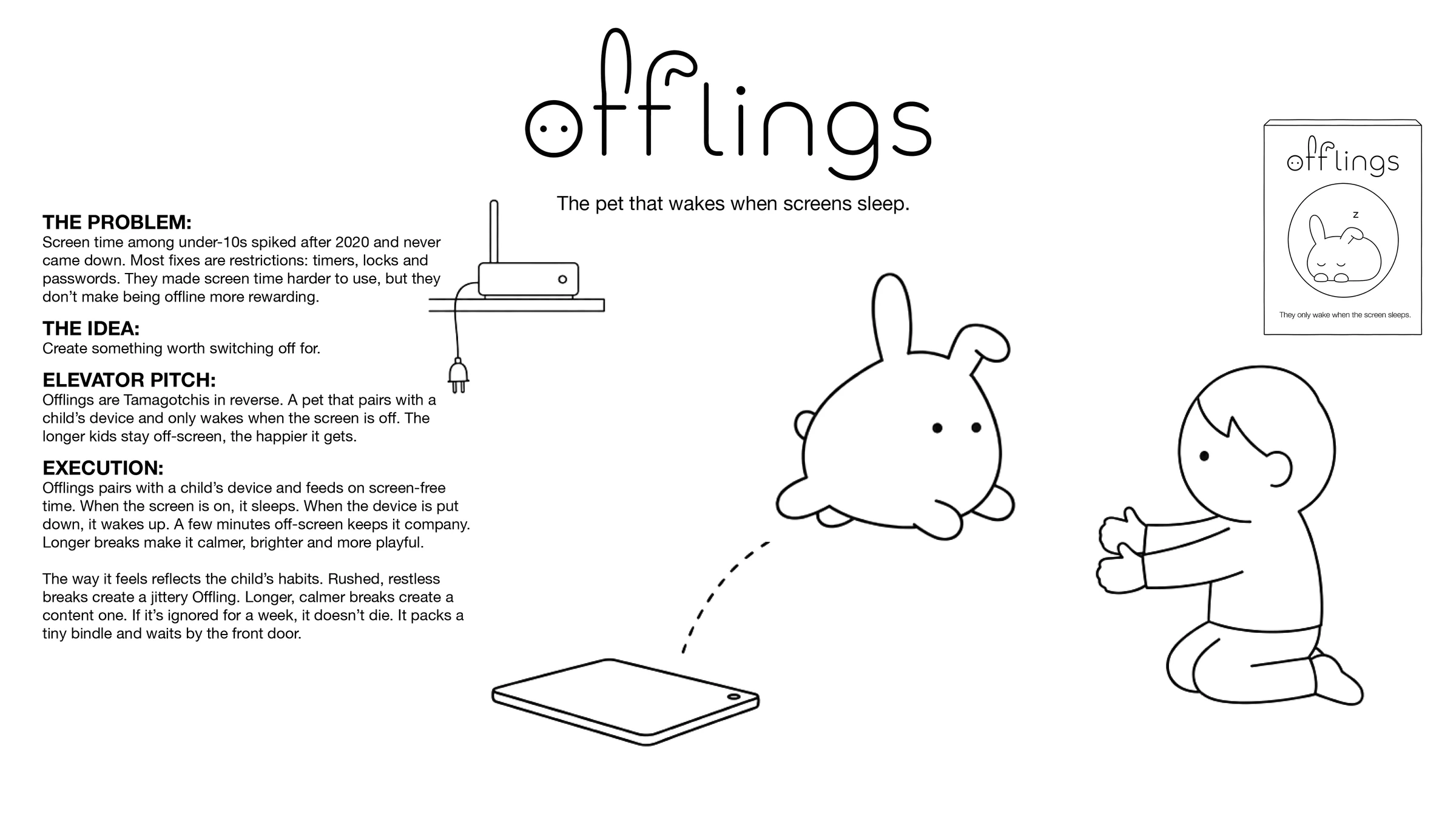 Product invention. A companion that feeds on screen-free time.